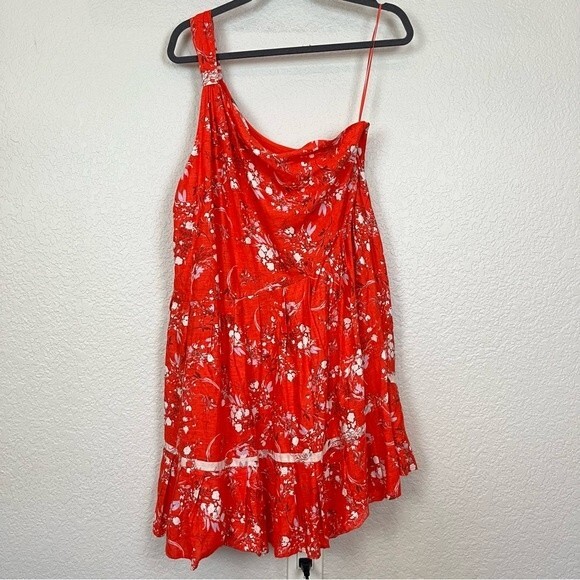Free People All Mine Linen Blend Mini Dress in Cherry Combo NWT! sz L - Picture 8 of 15